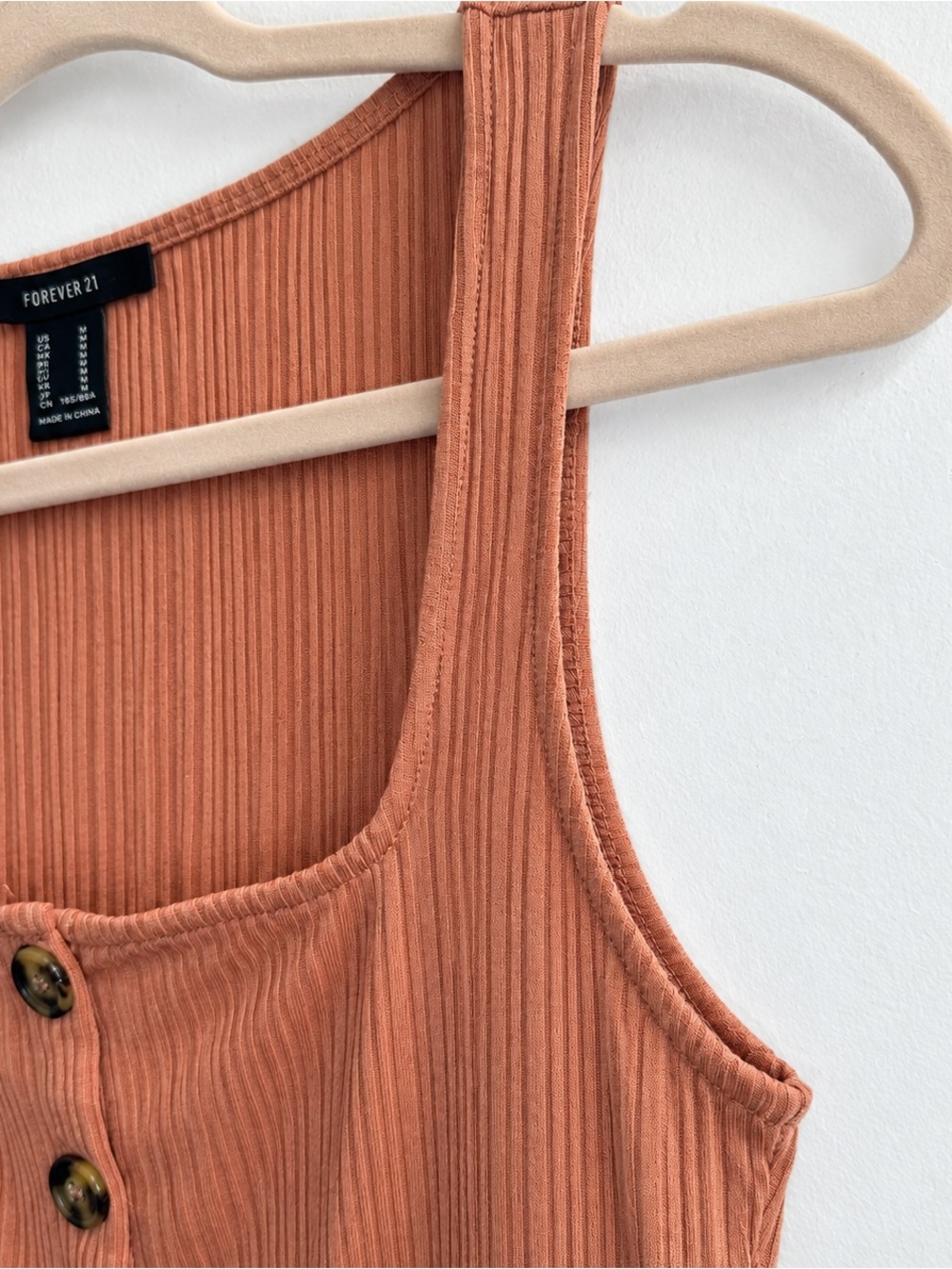 Forever 21 Terracotta Ribbed Button-Front Tank Top size medium - Picture 3 of 15